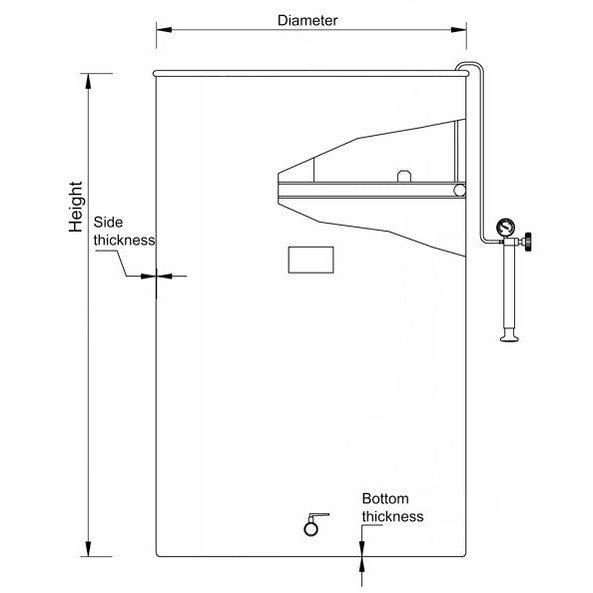 100 L Variable Capacity Tank - Flat Bottom - 1/2 in BSP Spigot