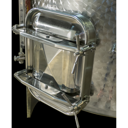 2200 l (581 gal) Speidel Variable Volume Max Jacketed Dish Bottom Tank with Oversized Manway, Extended Legs