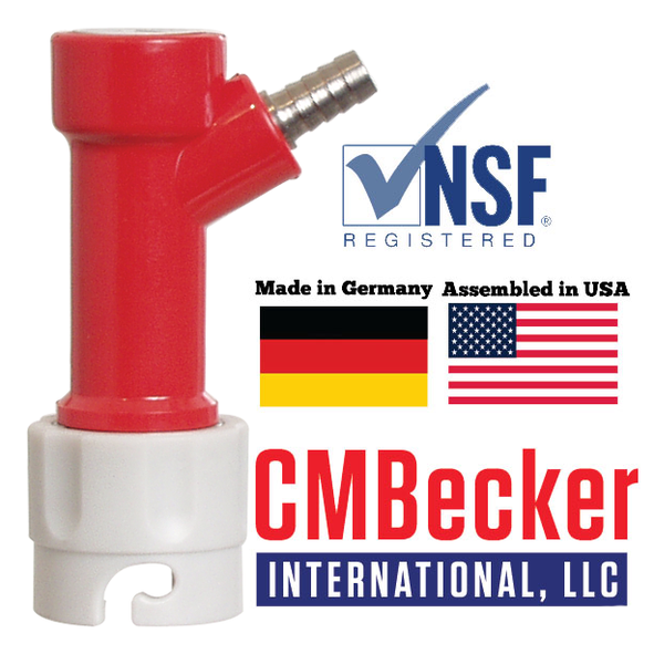 CM Becker - Pin Lock Quick Disconnect (QD) -  Gas In (Red / Gray) - Barb
