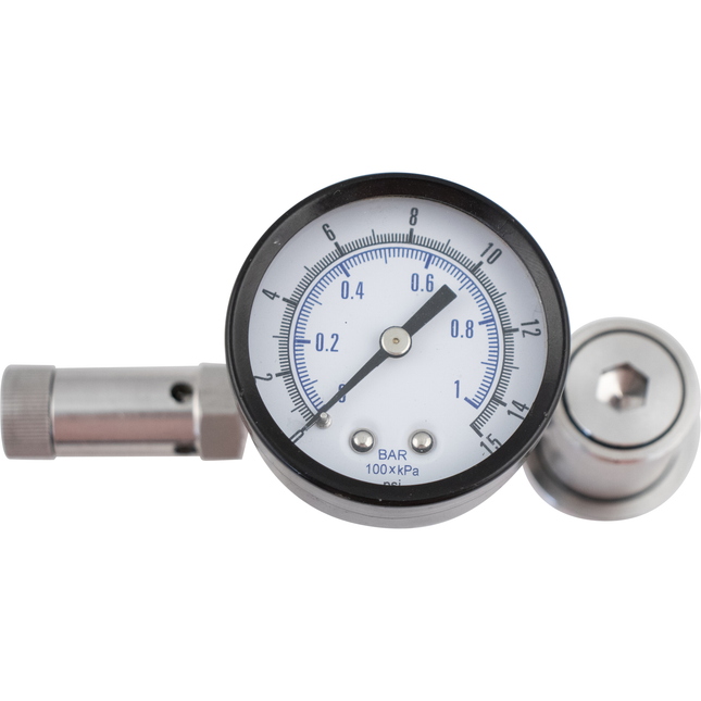 Ball Lock Stainless Quick Disconnect (QD) Adjustable Spunding Valve W/Pressure Gauge