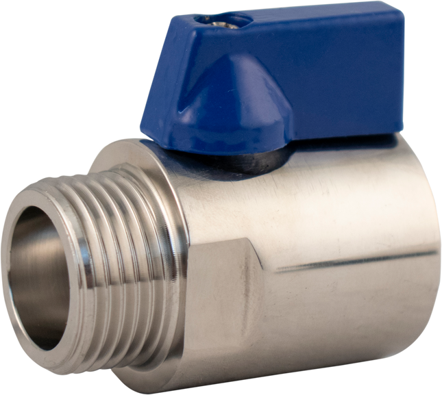 Stainless Ball Valve for Keg Couplers - Male & Female Beer Thread (5/8 in. BSP)