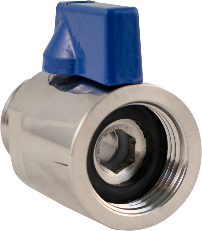 Stainless Ball Valve for Keg Couplers - Male & Female Beer Thread (5/8 in. BSP)