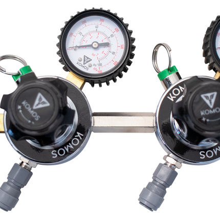 KOMOS Premium Dual Body CO2 Regulator - Three Gauge