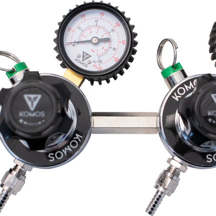 KOMOS Premium Dual Body CO2 Regulator - Three Gauge