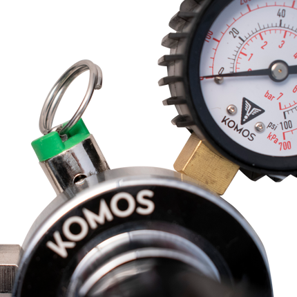 KOMOS Premium Dual Body CO2 Regulator - Three Gauge