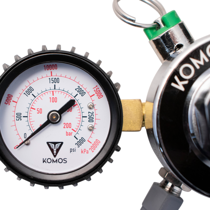 KOMOS Premium Dual Body CO2 Regulator - Three Gauge