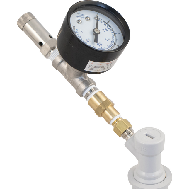 Ball Lock Quick Disconnect (QD) Adjustable Spunding Valve W/Pressure Gauge