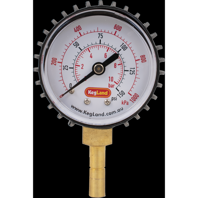Push In Pressure Gauge - 8mm 5/16 in (0-150 psi)