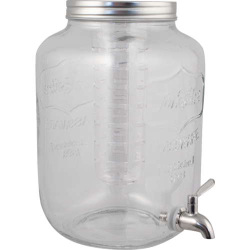 8L Glass Beverage Dispenser With Infuser and SS Spigot