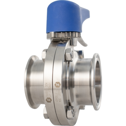 ForgeFit - 3 in. T.C. Butterfly Valve (304 S/S) 7 Position - Blue Plastic Handle