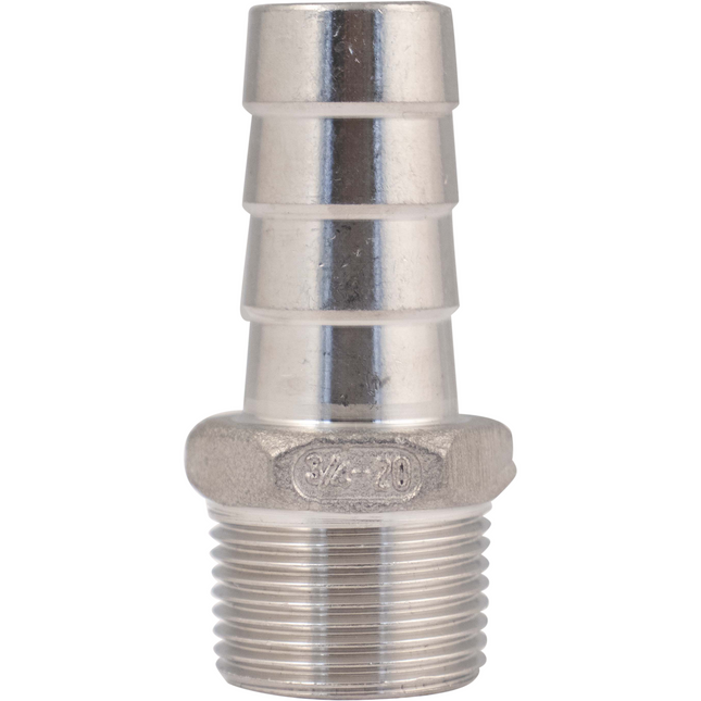 Stainless - 3/4 in. BSPP Male x 20 mm Hose Barb