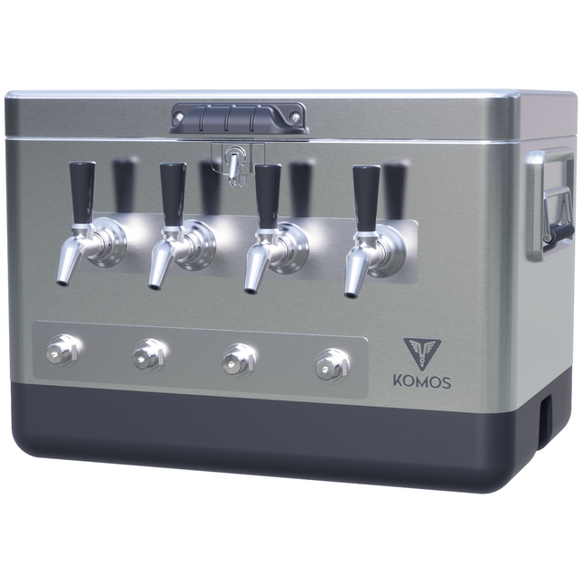KOMOS Stainless 4 Tap Jockey Box - Front Entry