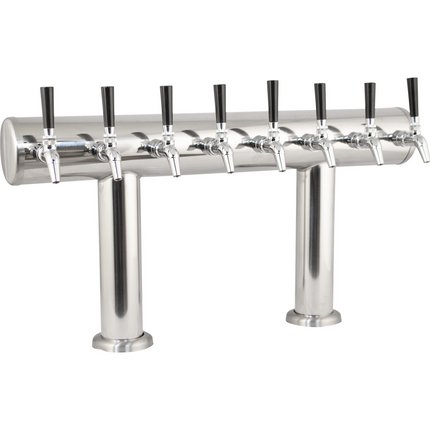 Komos Double T Bar Draft Tower - Brushed Stainless - 8 Tap