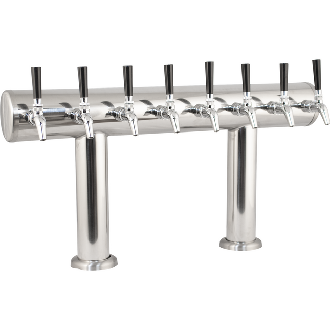 Komos Double T Bar Draft Tower - Brushed Stainless - 8 Tap