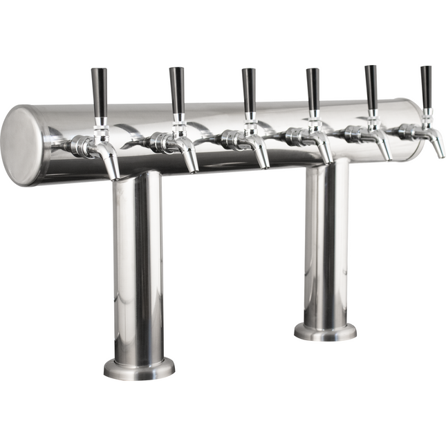 Komos Double-Wide Kegerator with Stainless Double T Bar Tower - 6 Tap
