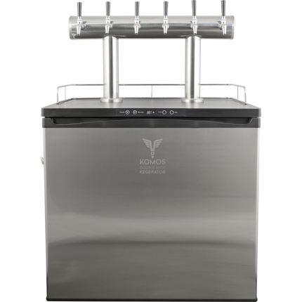 Komos Double-Wide Kegerator with Stainless Double T Bar Tower - 6 Tap