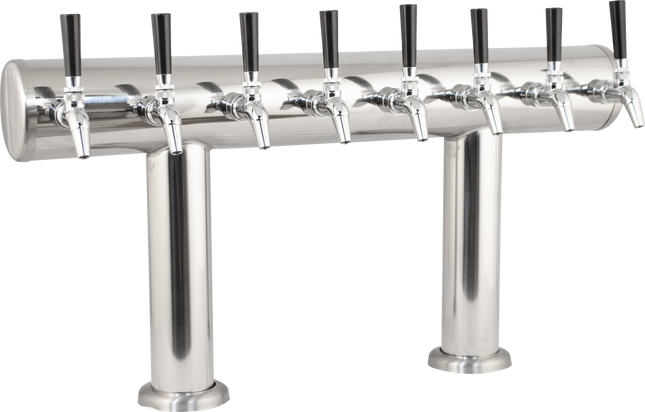 Komos Double-Wide Kegerator with Stainless Double T Bar Tower - 8 Tap