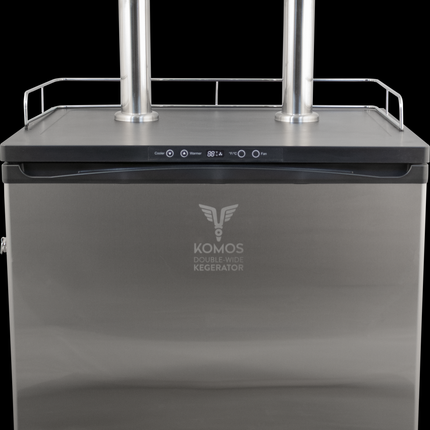 Komos Double-Wide Kegerator with Stainless Double T Bar Tower - 8 Tap