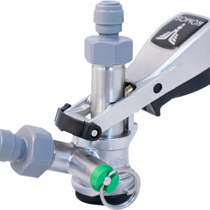 KOMOS Keg Coupler - S Style Sanke Coupler with PRV (Stainless) w/ 8mm Duotight Adapters