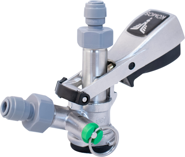KOMOS Keg Coupler - S Style Sanke Coupler with PRV (Stainless) w/ 8mm Duotight Adapters