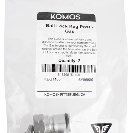 Komos - Ball Lock Keg Post - Body Connect - Gas In- Pack of 2