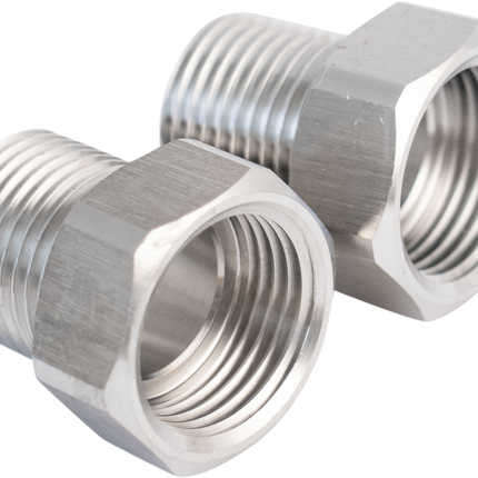 Komos - Stainless - 1/2 in. Male BSP x Female Beer Thread (5/8 in. BSP) Adapter - 2 Pack