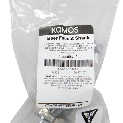 Komos - Beer Faucet Shank - 3-1/2 in. with Nipple