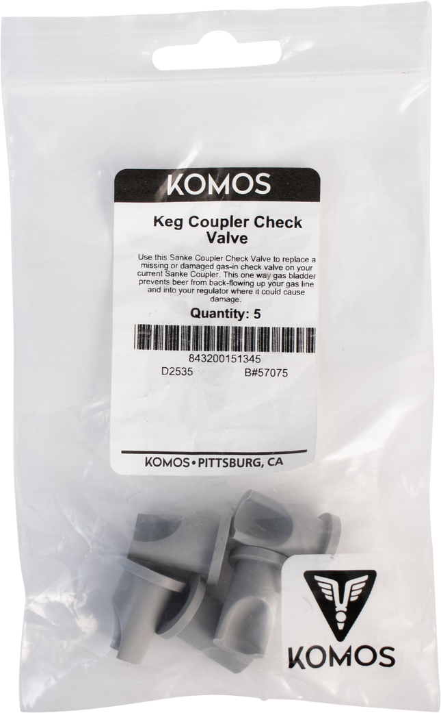 Komos - Sanke Tap Keg Coupler One Way Gas Bladder - Check Valve - Pack of 5