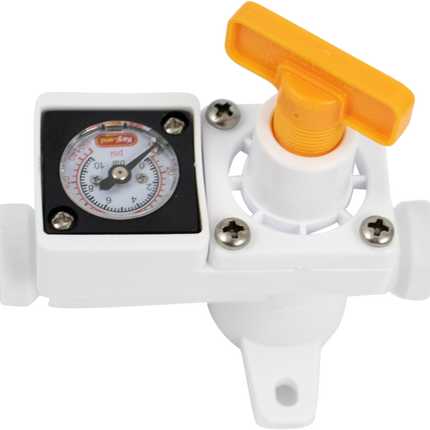 Duotight In-Line Plastic Regulator w/ Integrated Pressure Gauge (0-150 psi) - 6.35 mm