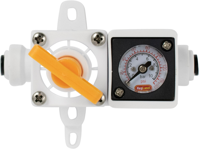 Duotight In-Line Plastic Regulator w/ Integrated Pressure Gauge (0-150 psi) - 6.35 mm