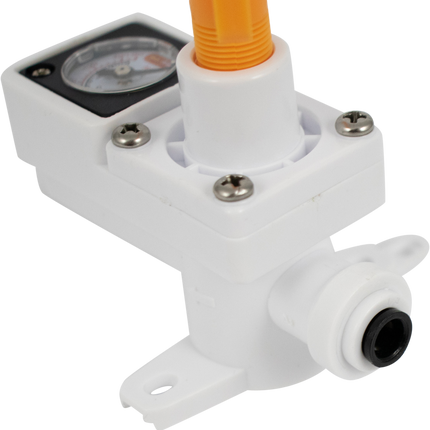 Duotight In-Line Plastic Regulator w/ Integrated Pressure Gauge (0-150 psi) - 6.35 mm