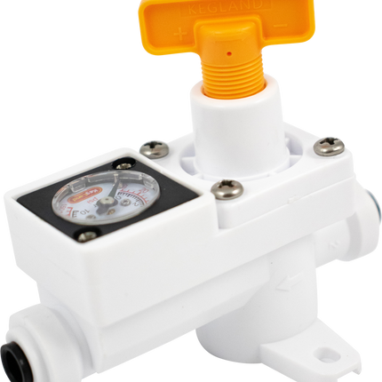 Duotight In-Line Plastic Regulator w/ Integrated Pressure Gauge (0-150 psi) - 6.35 mm