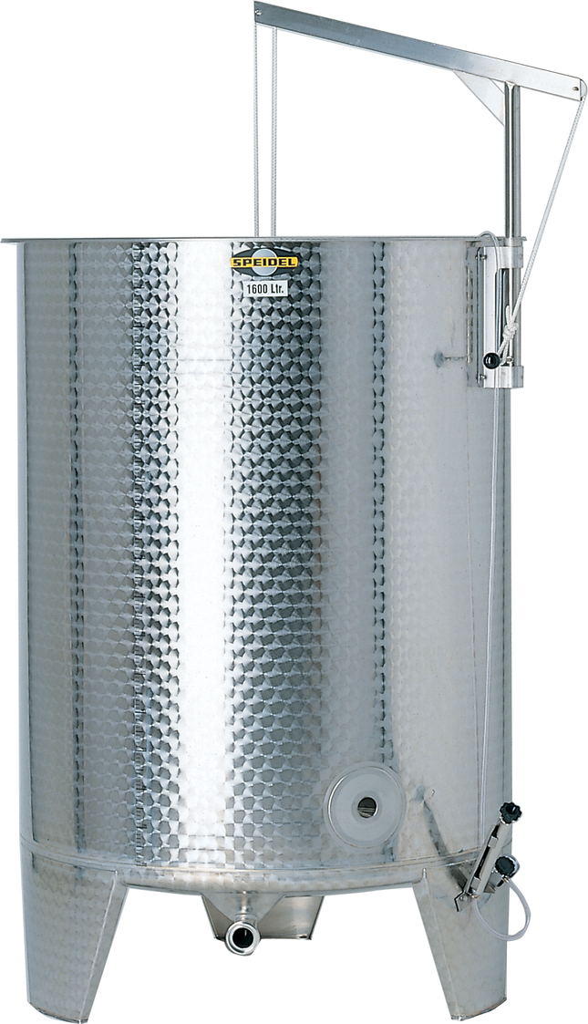 Speidel 1600L, 1200mm Diameter FO Dish Bottom Variable Volume Tank w/ Lid - Partial Jacket - Manway