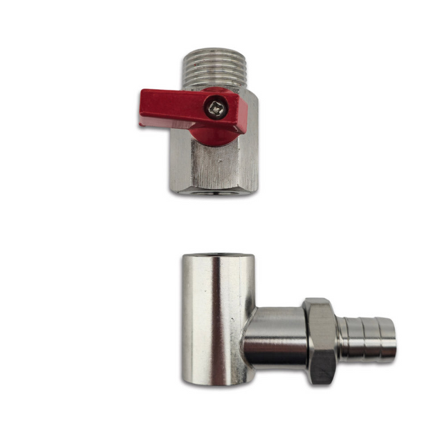 Brewzilla - Gen 4 - Sight Glass Stainless Steel Connection Kit (Ball valve & Elbow)