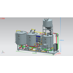 MB - Oil Heated Brewhouse - 3.5 bbl - 3 Vessel w/ Rake, Grist Case, Foremash (Grist Hydrator)