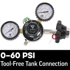 KOMOS Premium Dual Gauge CO2 Regulator - Tool-Free - 60 psi