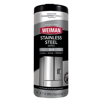 Weiman Stainless Steel 3-in-1 Clean + Shine + Protect - 30 Count Wipes