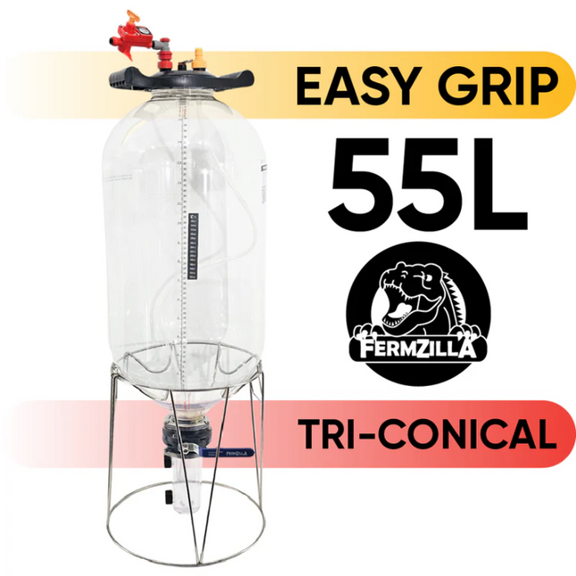 FermZilla Tri-Conical Easy-Grip Pressure Fermenter Starter Kit - 55L