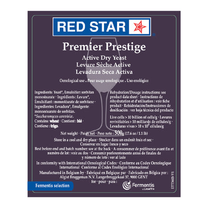 Dry Wine Yeast - Red Star - Premier Prestige (500 g)