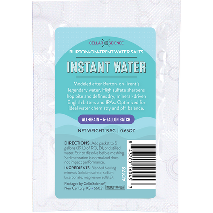 CellarScience - Instant Water - Burton-on-Trent Water Salts - 18.5 g - PLACEHOLDER