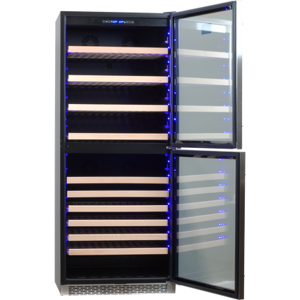 Komos - Wine & Beer Cooler - 30 in. Wide Double Glass Door Cooler - Dual Zone - Wine Bottle + Beer Can