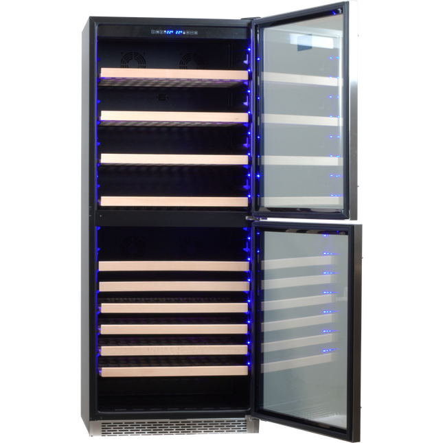 Komos - Wine & Beer Cooler - 30 in. Wide Double Glass Door Cooler - Dual Zone - Wine Bottle + Beer Can