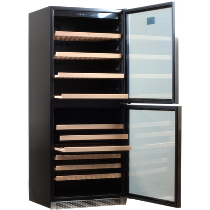 Komos - Wine & Beer Cooler - 30 in. Wide Double Glass Door Cooler - Dual Zone - Wine Bottle + Beer Can