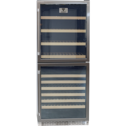 Komos - Wine & Beer Cooler - 30 in. Wide Double Glass Door Cooler - Dual Zone - Wine Bottle + Beer Can