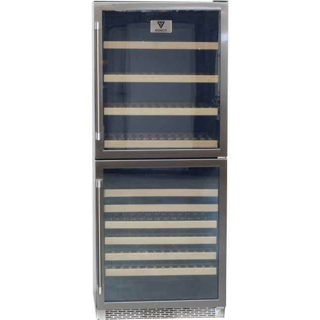 Komos - Wine & Beer Cooler - 30 in. Wide Double Glass Door Cooler - Dual Zone - Wine Bottle + Beer Can