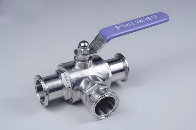 Pro Series Three Way Ball Valve, 1.5" TC, "T" Type