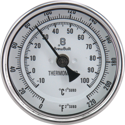 BrewBuilt - Thermometer - 1.5 in. T.C. - 3 in. Dial Face x 6 in. Probe
