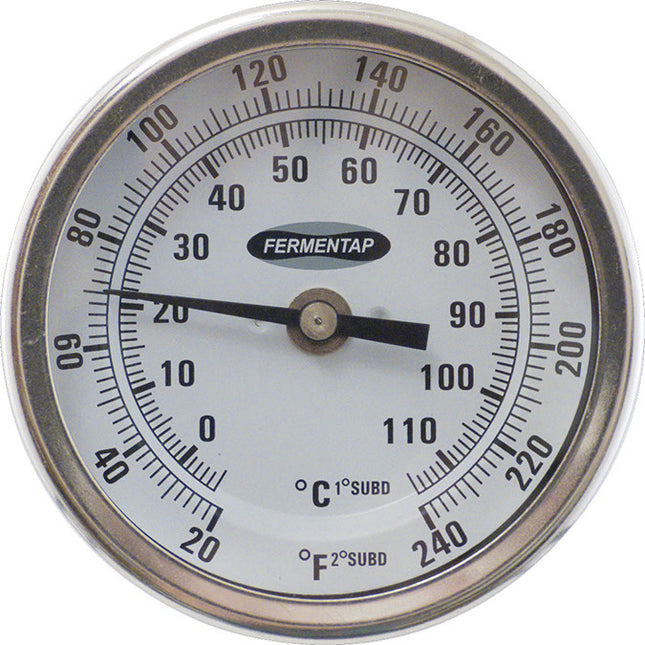 Fermentap Thermometer (3in. Face x 2.5in. Probe)