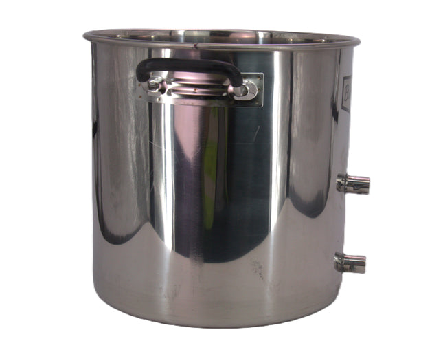Brewmaster 8.5 Gallon Brew Kettle | Stainless Steel | Two Welded Couplers | Ball Valve Included | Silicone Handle Grips | Volume Markers - Scratch & Dent