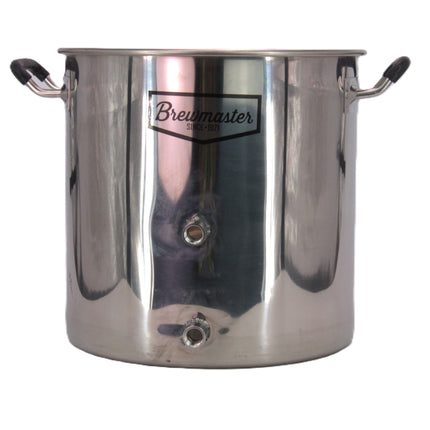 Brewmaster 8.5 Gallon Brew Kettle | Stainless Steel | Two Welded Couplers | Ball Valve Included | Silicone Handle Grips | Volume Markers - Scratch & Dent